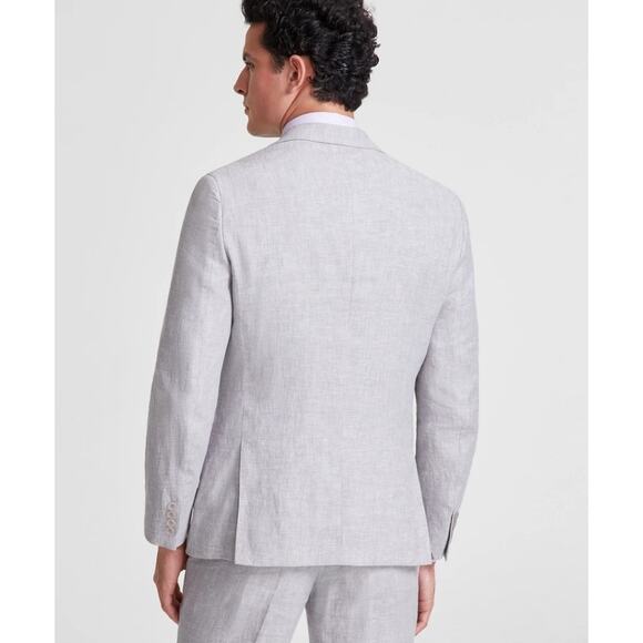 Bar III Men's Light Grey Linen Summer Casual Slim Formal Suit Jacket Size 42L - Picture 2 of 10